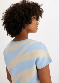bonprix bonprix Jersey de punto fino con hilo brillante estampado cebra azul claro-gris piedra Online