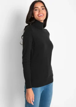 bonprix bonprix Jersey de punto fino con cuello alto Negro Outlet