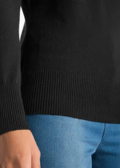 bonprix bonprix Jersey de punto fino con cuello alto Negro Outlet