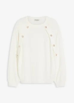 bonprix bonprix Jersey de punto fino de mezcla de viscosa fluida Blanco lana Online