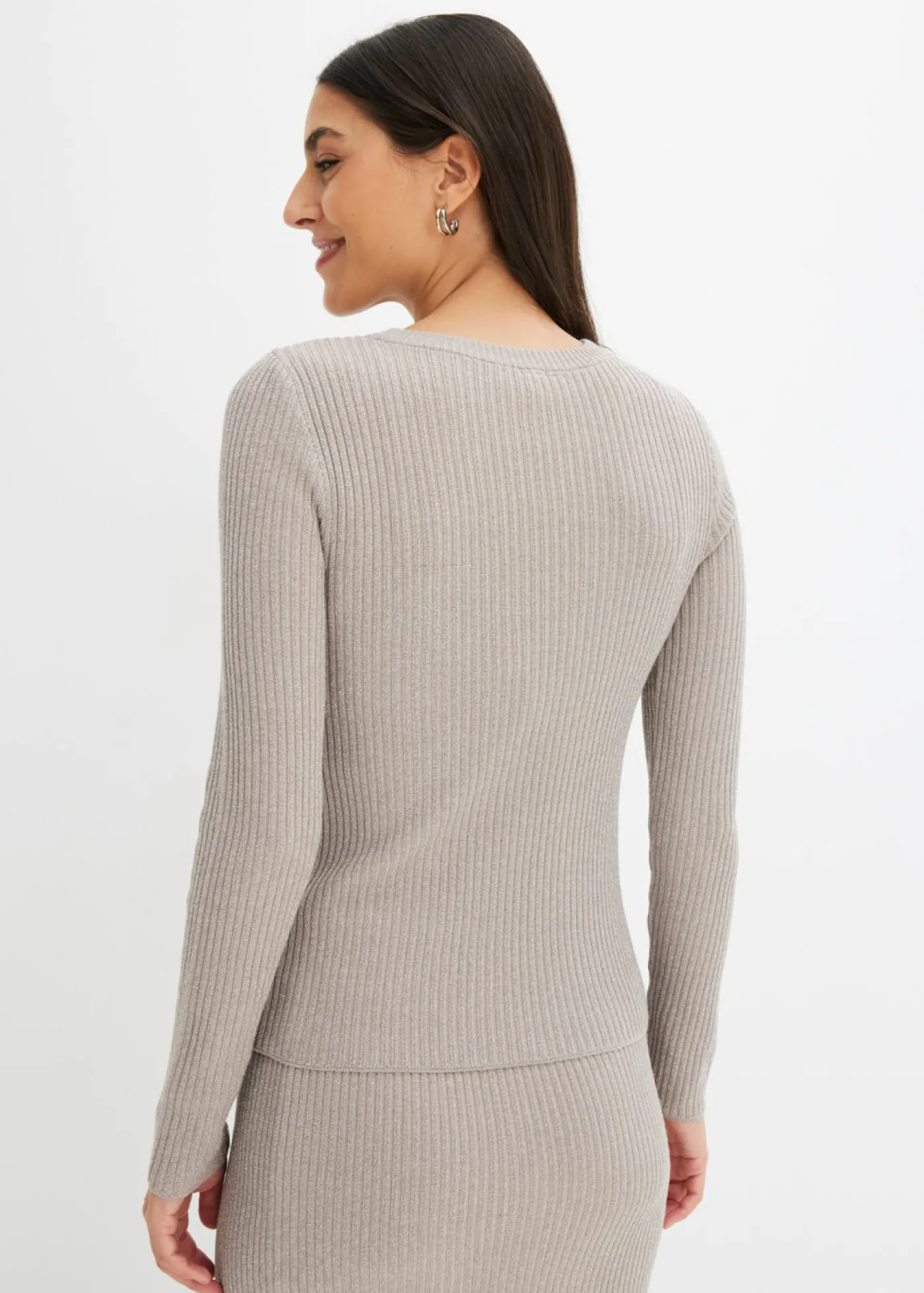 bonprix bonprix Jersey de punto fino de mezcla de viscosa suave plata/piedra natural Hot