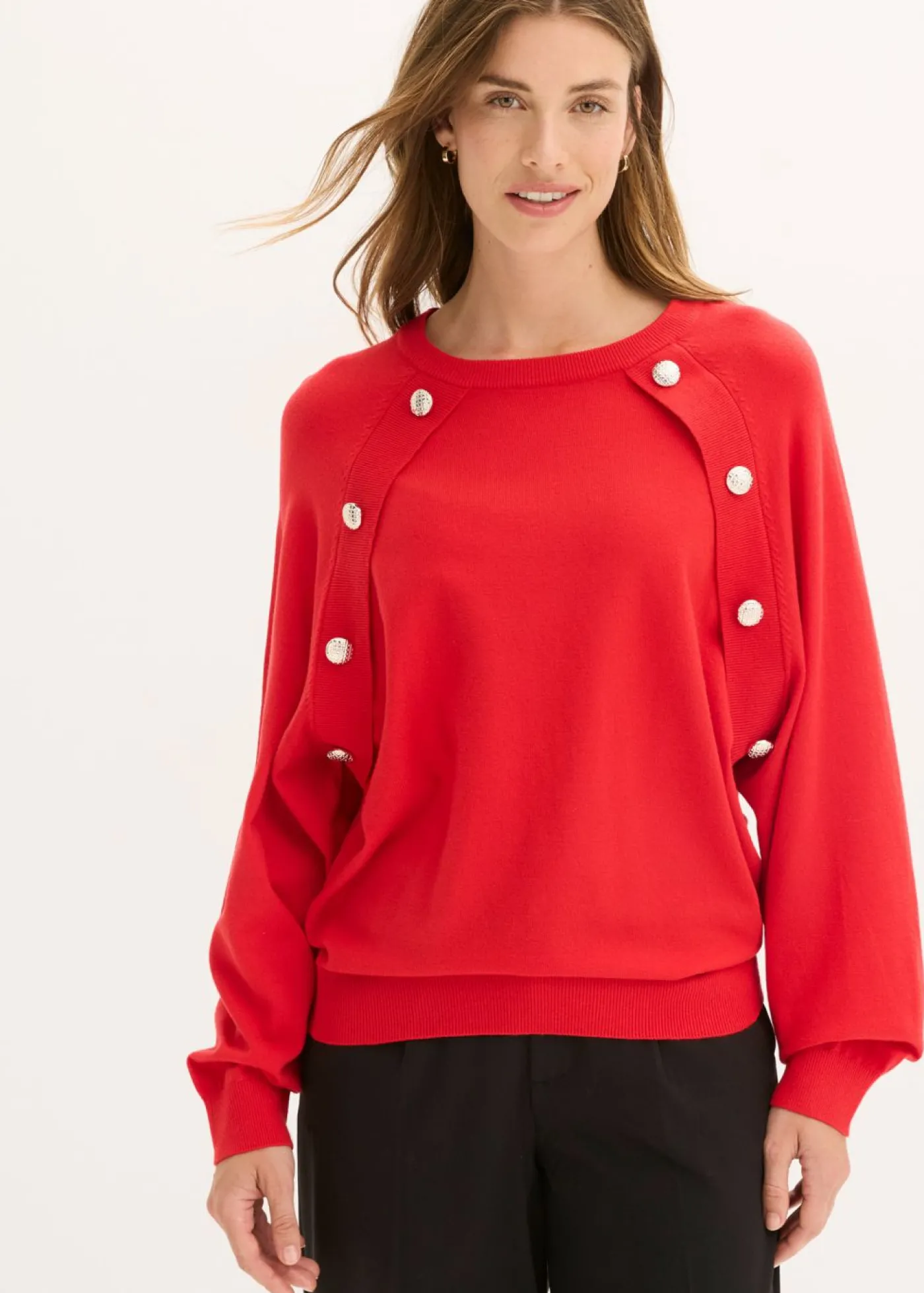 bonprix bonprix Jersey de punto fino de mezcla de viscosa fluida Rojo salsa Clearance