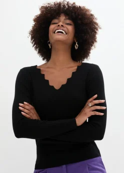 bonprix bonprix Jersey de punto fino de una suave mezcla de viscosa Negro Best