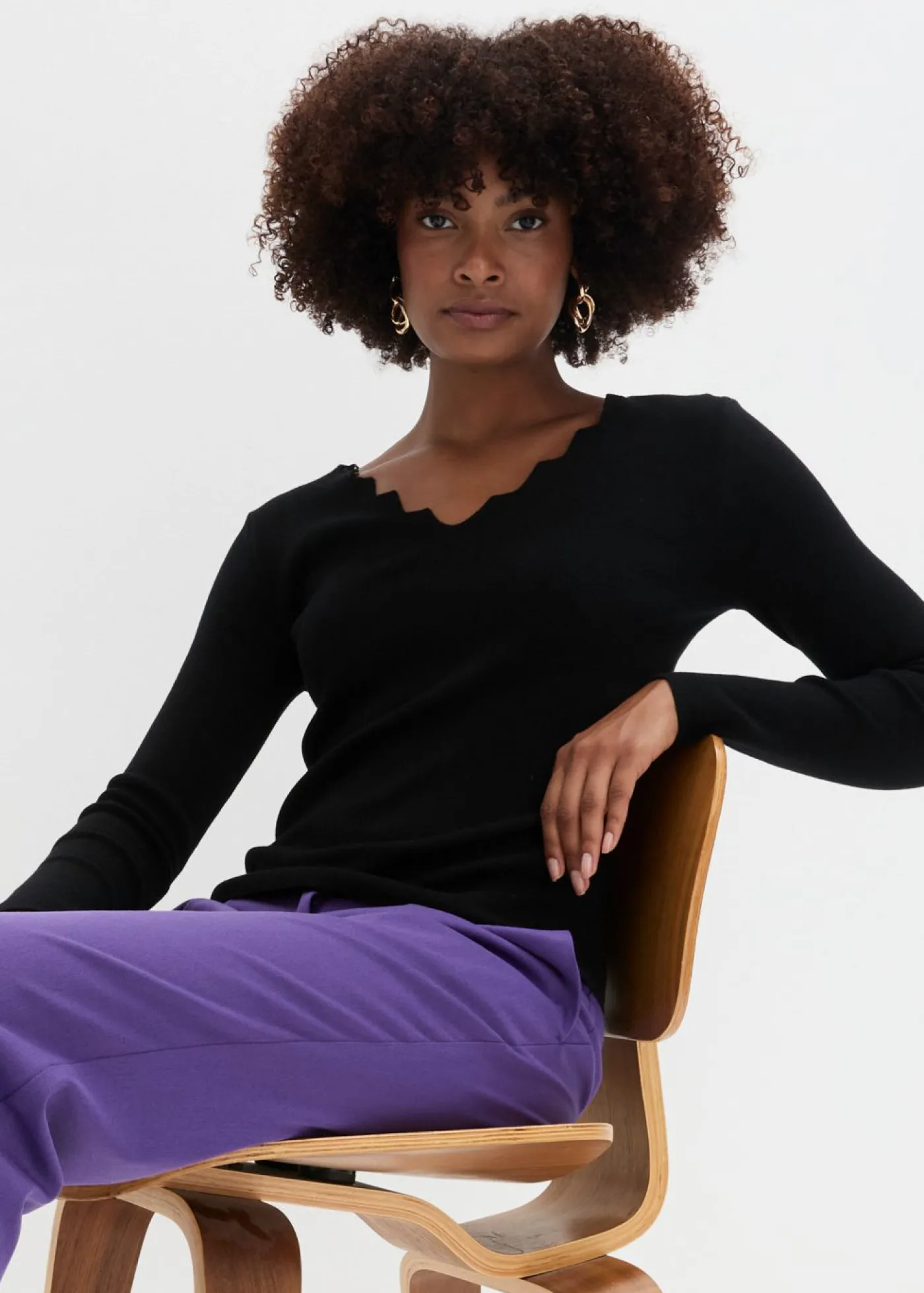 bonprix bonprix Jersey de punto fino de una suave mezcla de viscosa Negro Best
