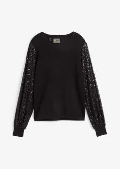bonprix bonprix Jersey de punto fino de una suave mezcla de viscosa Negro