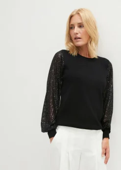 bonprix bonprix Jersey de punto fino de una suave mezcla de viscosa Negro