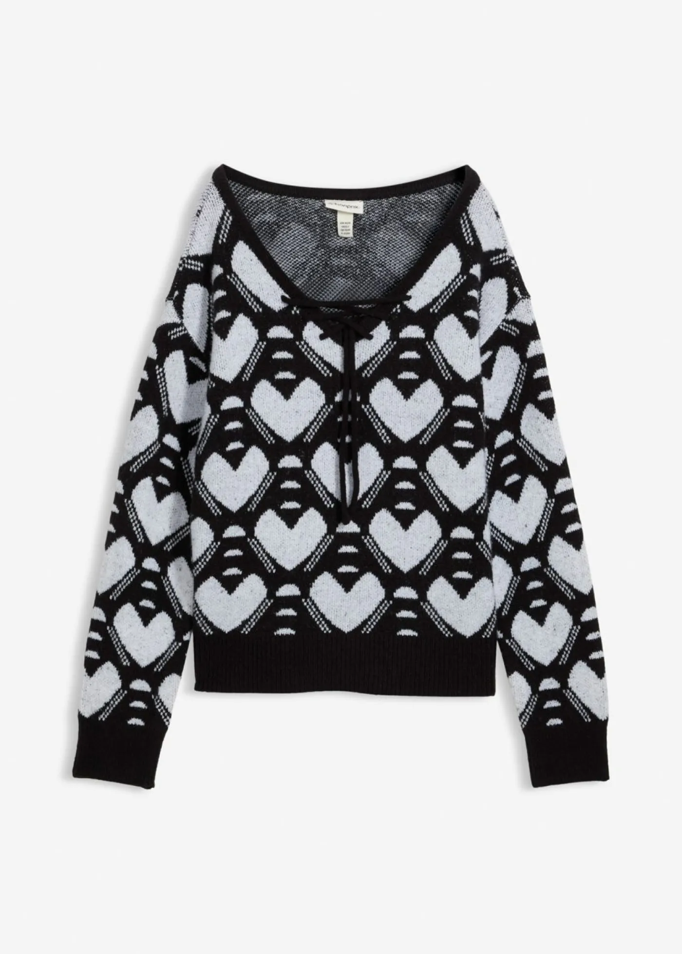 bonprix bonprix Jersey de punto fino en jacquard Negro-blanco