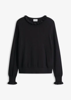 bonprix bonprix Jersey de punto fino en mezcla de viscosa Negro Sale
