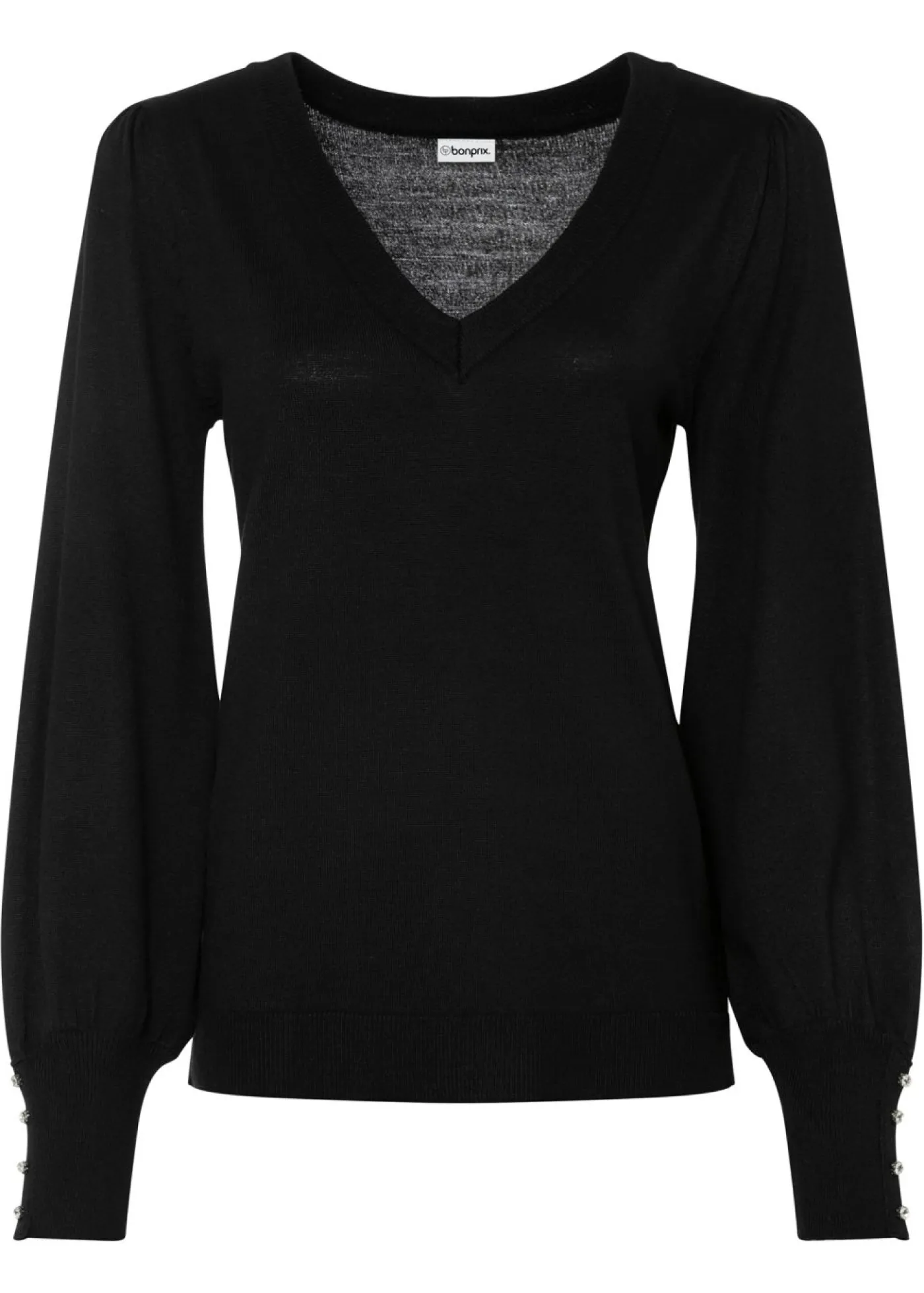 bonprix bonprix Jersey de punto fino en mezcla de viscosa Negro