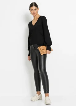 bonprix bonprix Jersey de punto fino en mezcla de viscosa Negro