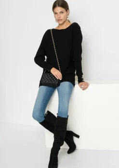 bonprix bonprix Jersey de punto fino en mezcla de viscosa Negro Best