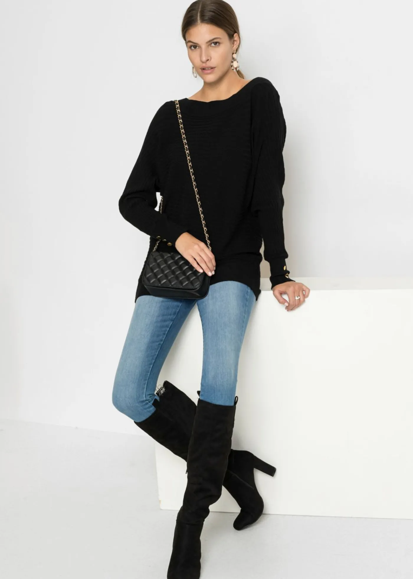 bonprix bonprix Jersey de punto fino en mezcla de viscosa Negro Best