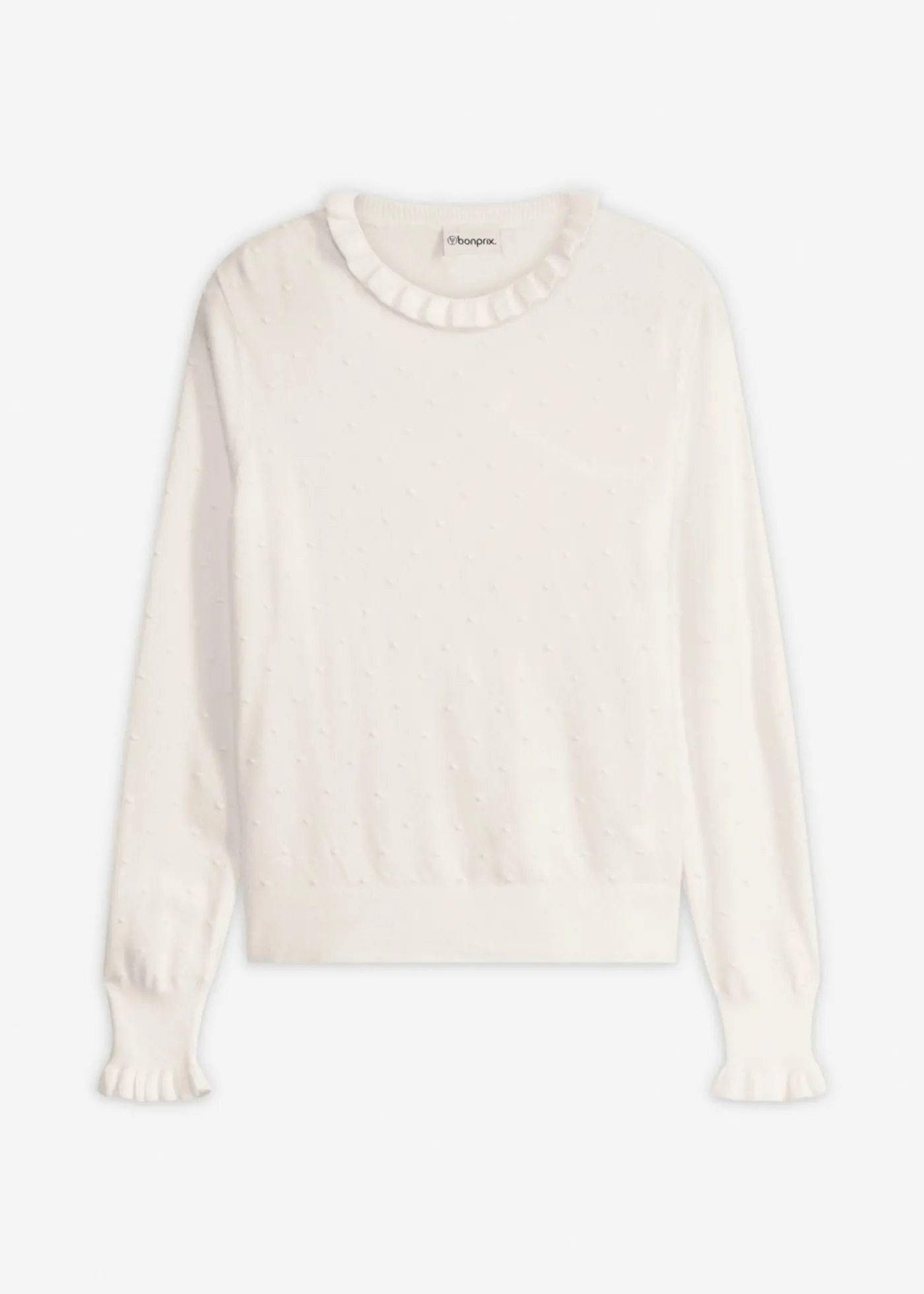 bonprix bonprix Jersey de punto fino en mezcla de viscosa Blanco lana Clearance