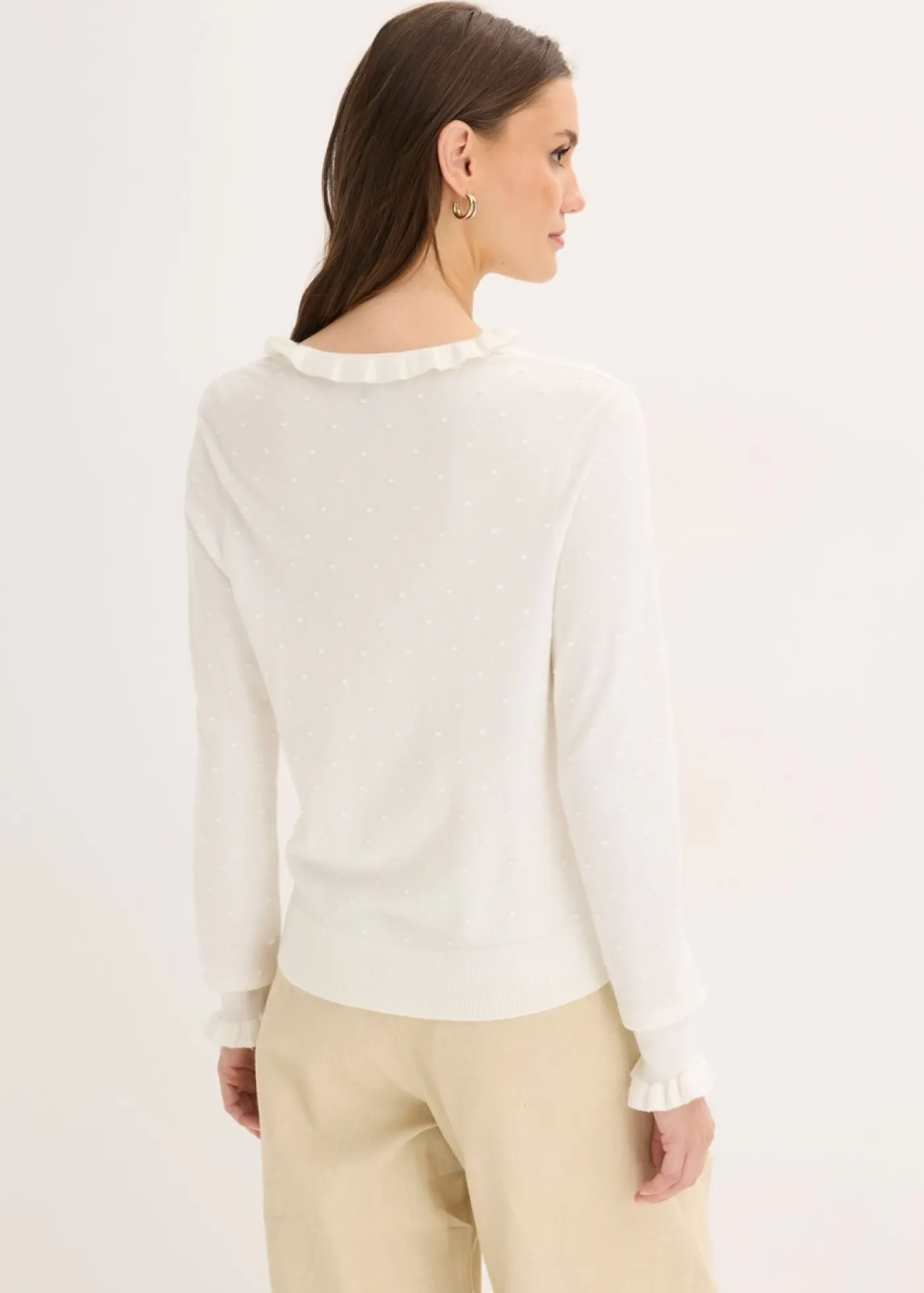 bonprix bonprix Jersey de punto fino en mezcla de viscosa Blanco lana Clearance