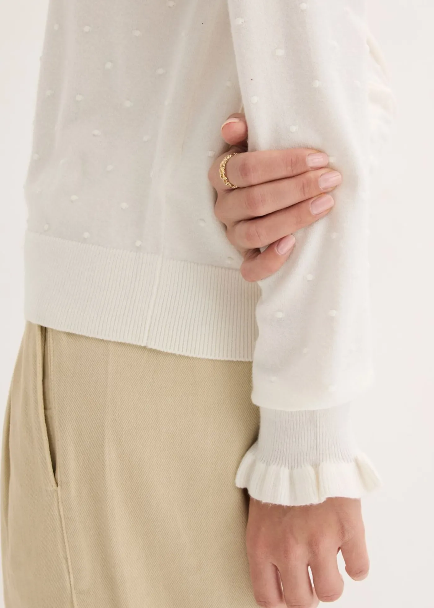 bonprix bonprix Jersey de punto fino en mezcla de viscosa Blanco lana Clearance