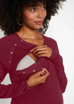 bonprix bonprix Jersey de punto fino para premamá y lactancia 2 en 1 Granate Sale