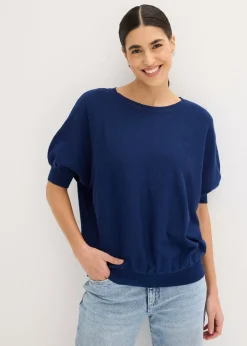 bonprix bonprix Jersey de punto fino y mezcla de algodón Azul marino profundo Hot