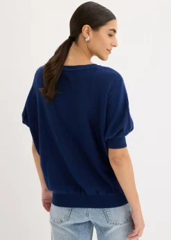 bonprix bonprix Jersey de punto fino y mezcla de algodón Azul marino profundo Hot