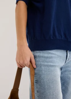 bonprix bonprix Jersey de punto fino y mezcla de algodón Azul marino profundo Hot