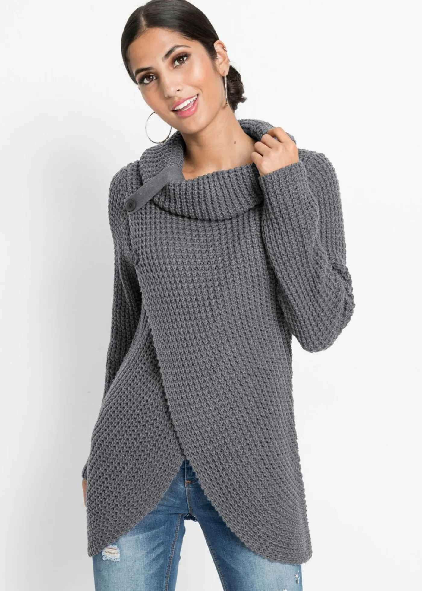 bonprix bonprix Jersey de punto grueso Gris oscuro jaspeado Hot