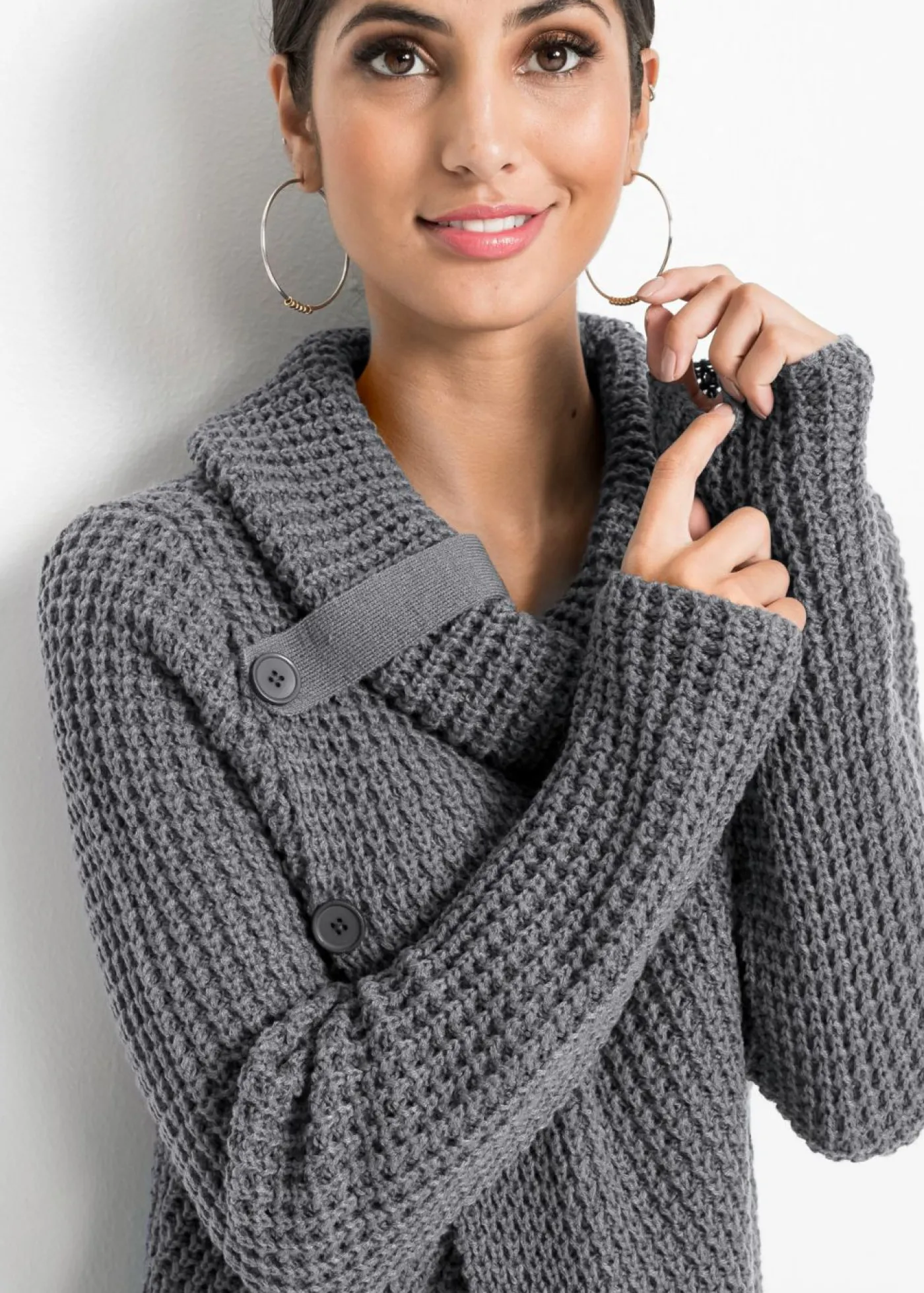 bonprix bonprix Jersey de punto grueso Gris oscuro jaspeado Hot