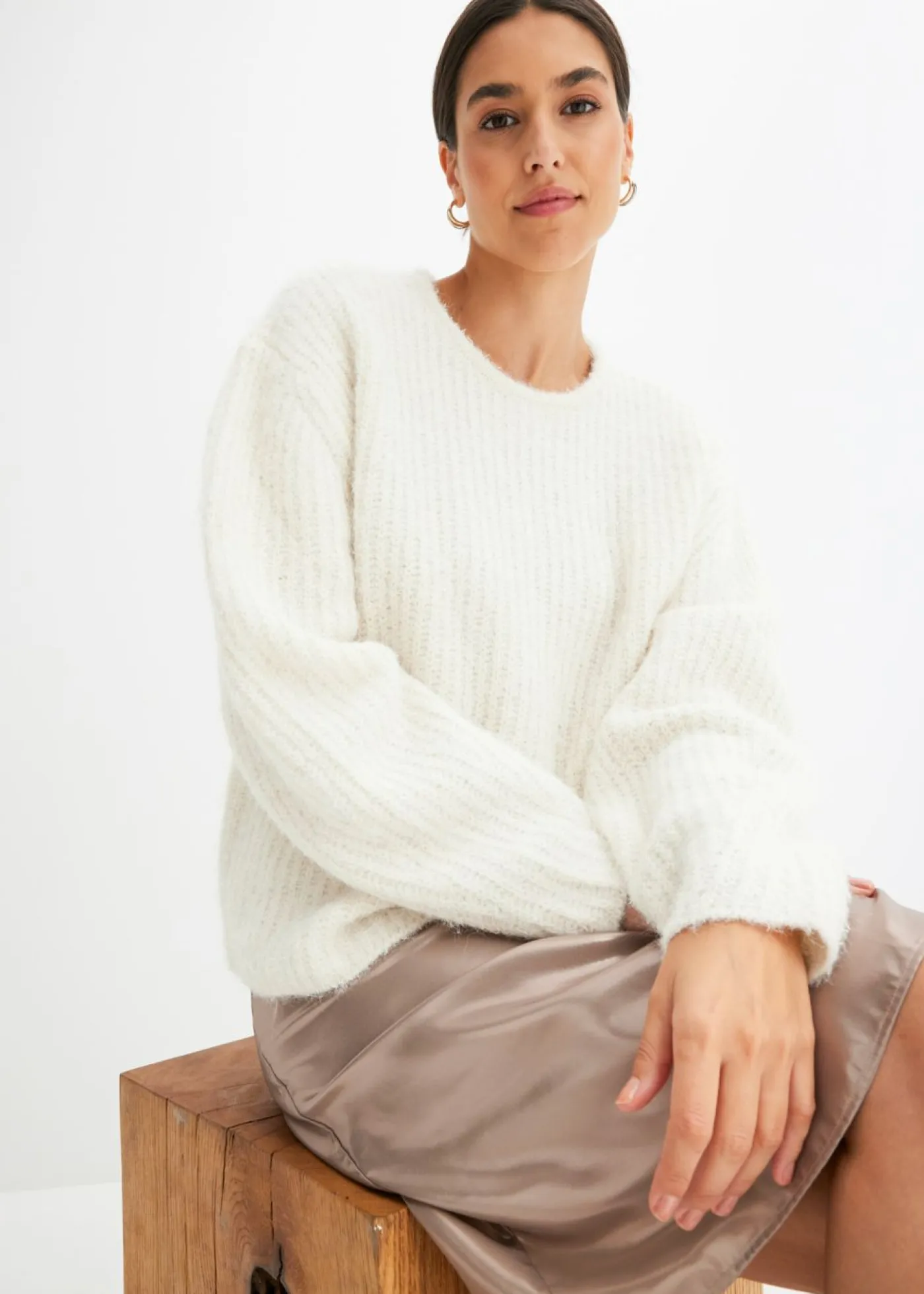 bonprix bonprix Jersey de punto grueso Blanco lana Discount