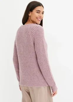 bonprix bonprix Jersey de punto grueso con hilo brillante Rosa ceniza Discount