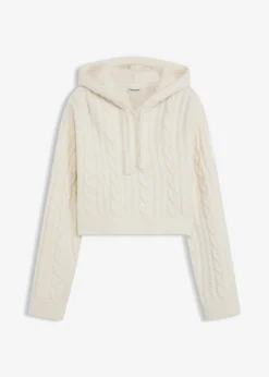 bonprix bonprix Jersey de punto grueso con capucha blanco perla Best