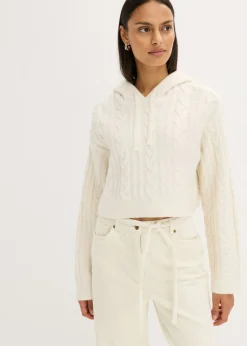 bonprix bonprix Jersey de punto grueso con capucha blanco perla Best