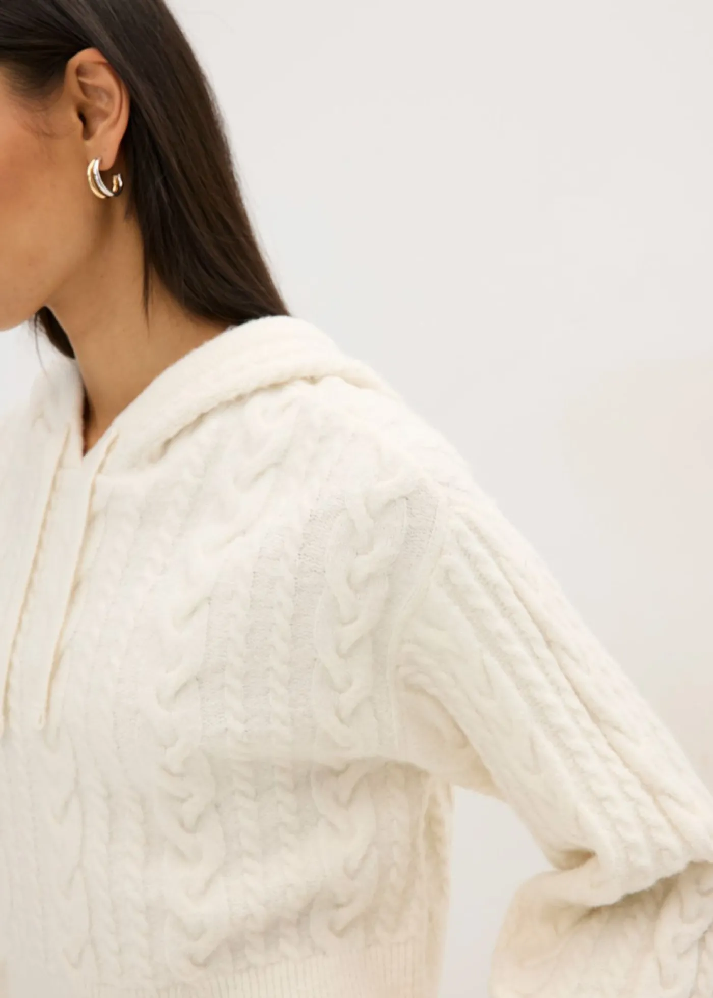 bonprix bonprix Jersey de punto grueso con capucha blanco perla Best