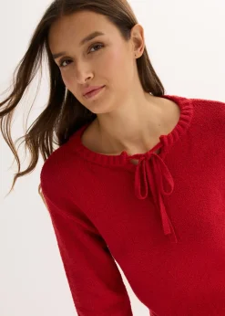 bonprix bonprix Jersey de punto grueso con cordón rojo cayena Sale