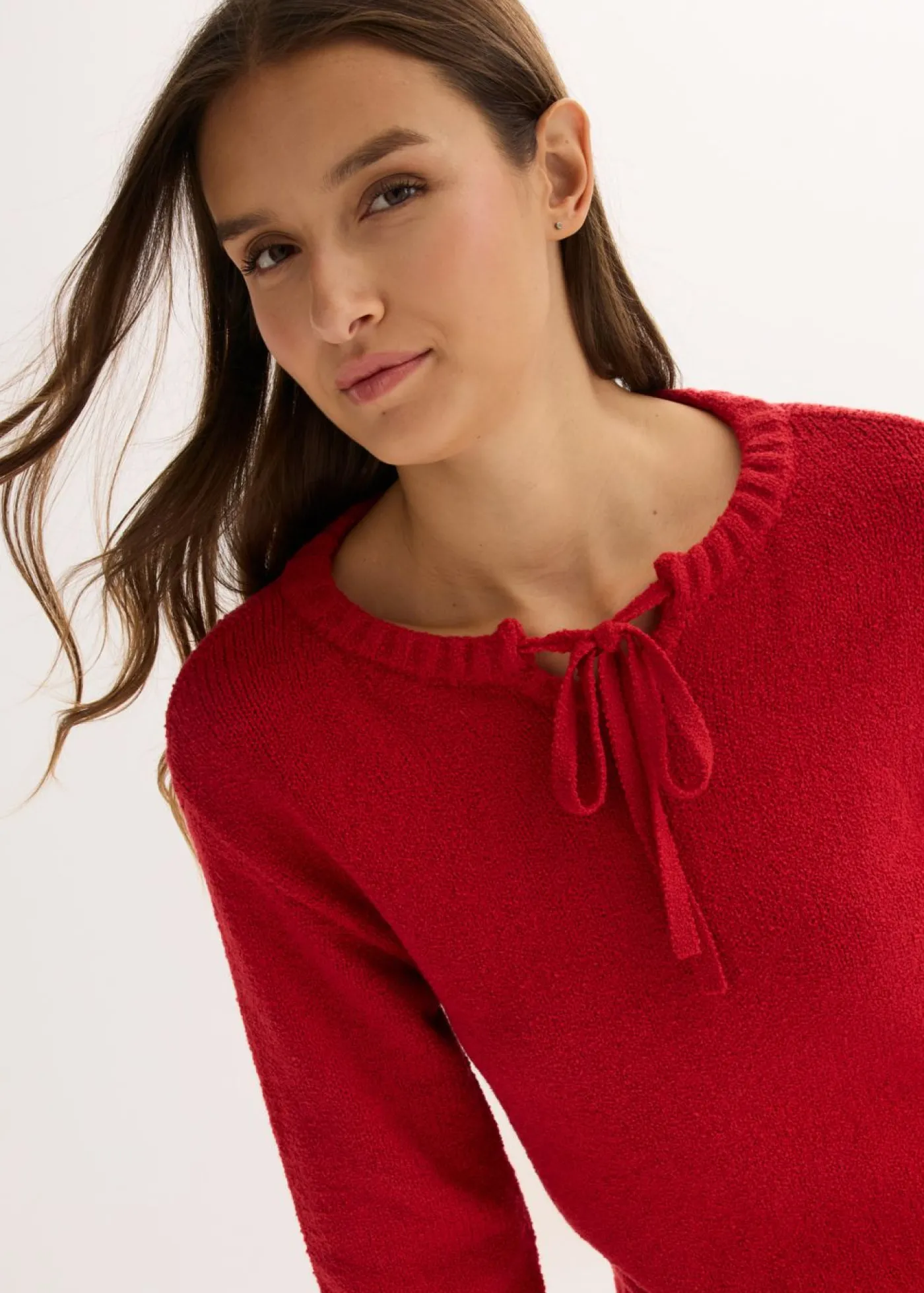 bonprix bonprix Jersey de punto grueso con cordón rojo cayena Sale