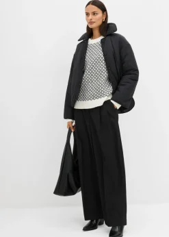 bonprix bonprix Jersey de punto grueso con mezcla de lana Negro-blanco lana Outlet