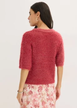 bonprix bonprix Jersey de punto grueso con hilo suave Cereza/arena claro jaspeado Sale