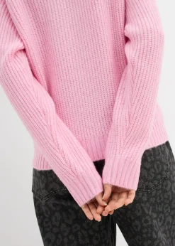 bonprix bonprix Jersey de punto grueso con patrón trenzado Rosa Discount