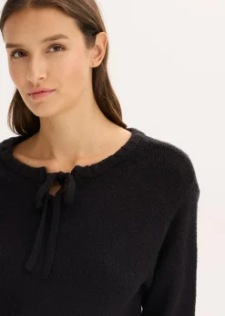 bonprix bonprix Jersey de punto grueso con cordón Negro New