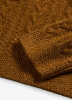 bonprix bonprix Jersey de punto grueso con capucha Marrón coñac Clearance
