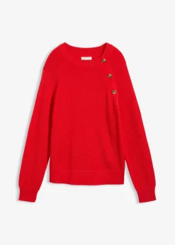 bonprix bonprix Jersey de punto grueso con botonera fresa