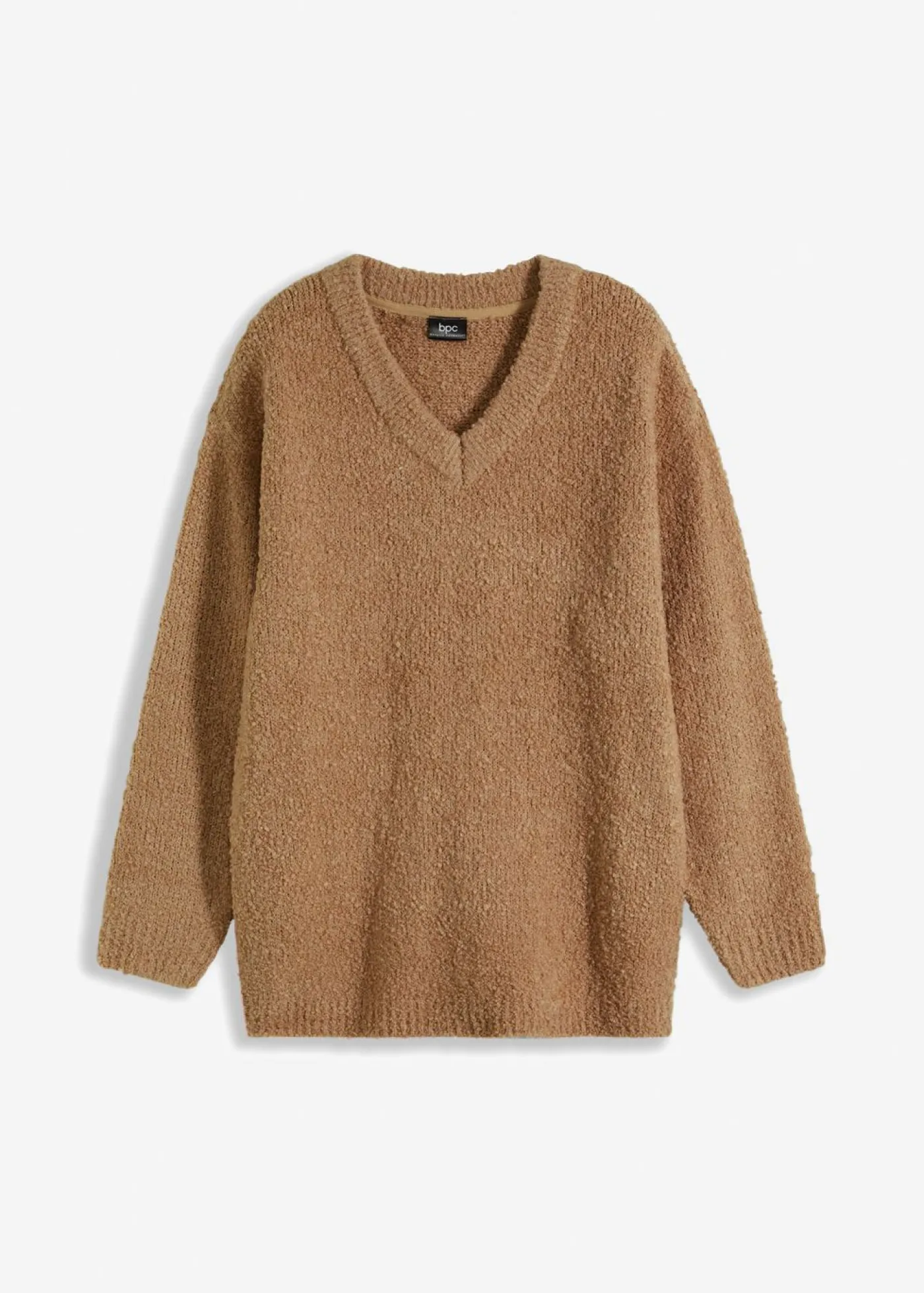bonprix bonprix Jersey de punto grueso con escote en V Camel Sale