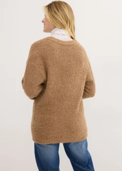 bonprix bonprix Jersey de punto grueso con escote en V Camel Sale