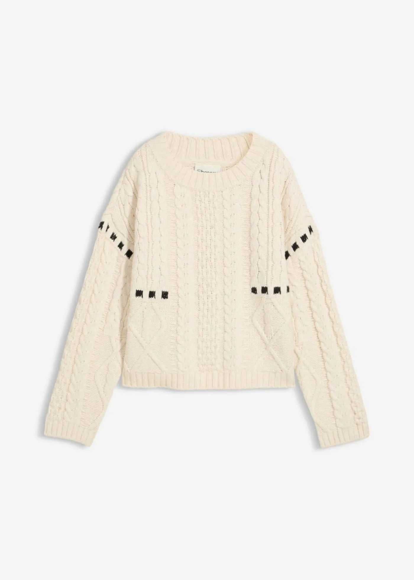 bonprix bonprix Jersey de punto grueso con patrón trenzado gris guijarro New
