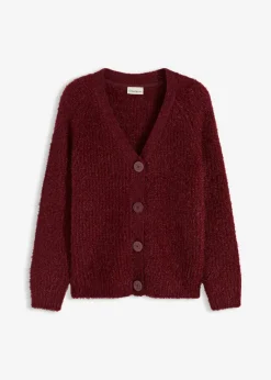 bonprix bonprix Jersey de punto grueso de canalé con efecto brillante Rojo rubí Discount