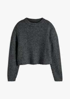 bonprix bonprix Jersey de punto grueso de mezcla de lana suave Antracita jaspeado Sale