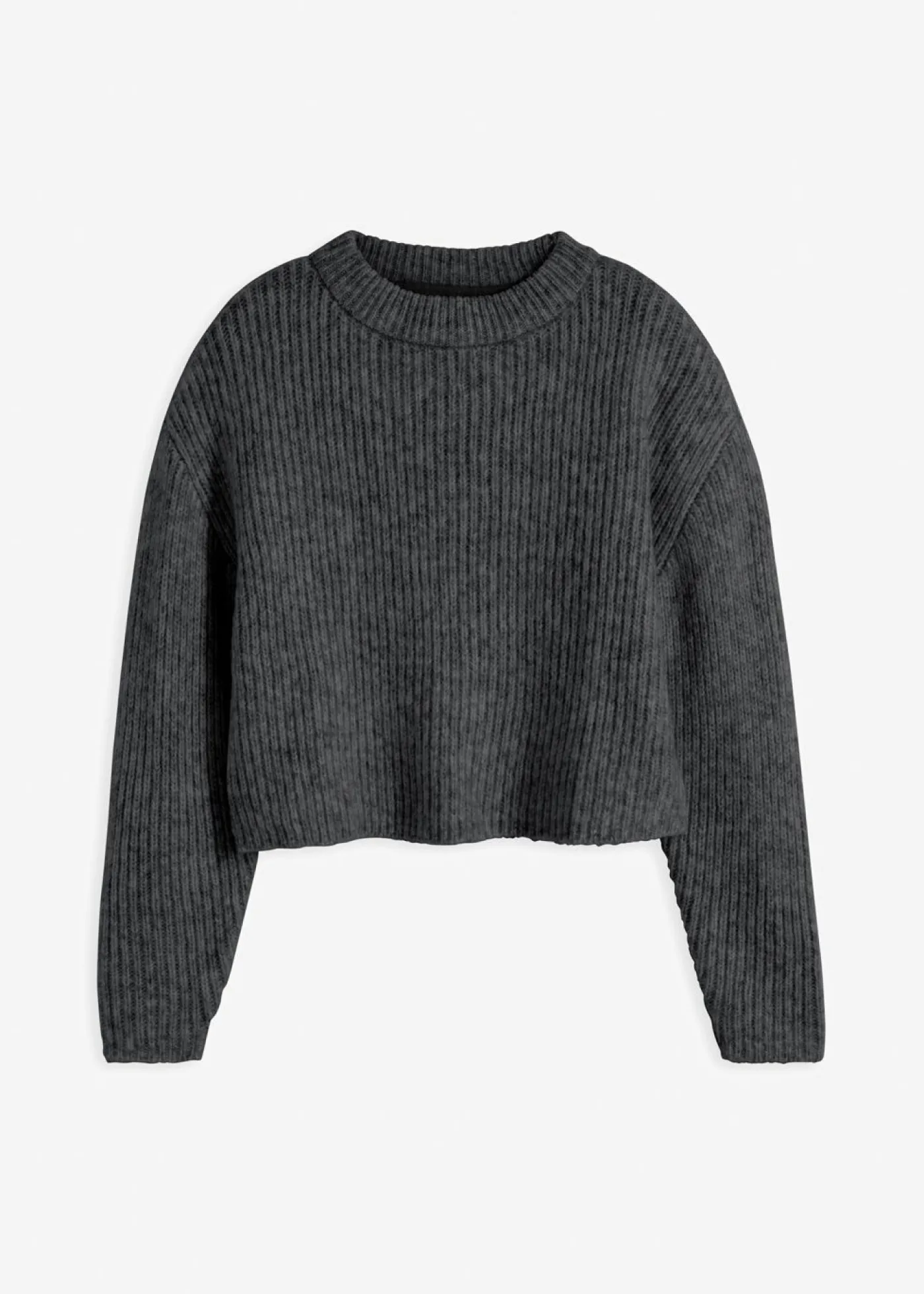 bonprix bonprix Jersey de punto grueso de mezcla de lana suave Antracita jaspeado Sale