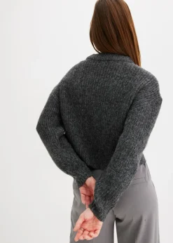 bonprix bonprix Jersey de punto grueso de mezcla de lana suave Antracita jaspeado Sale
