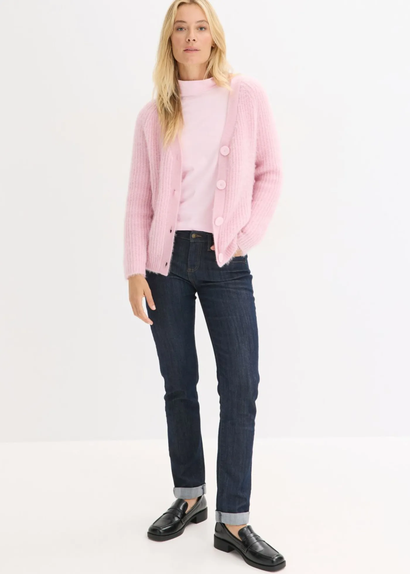bonprix bonprix Jersey de punto grueso de canalé con efecto brillante rosa cristal Best