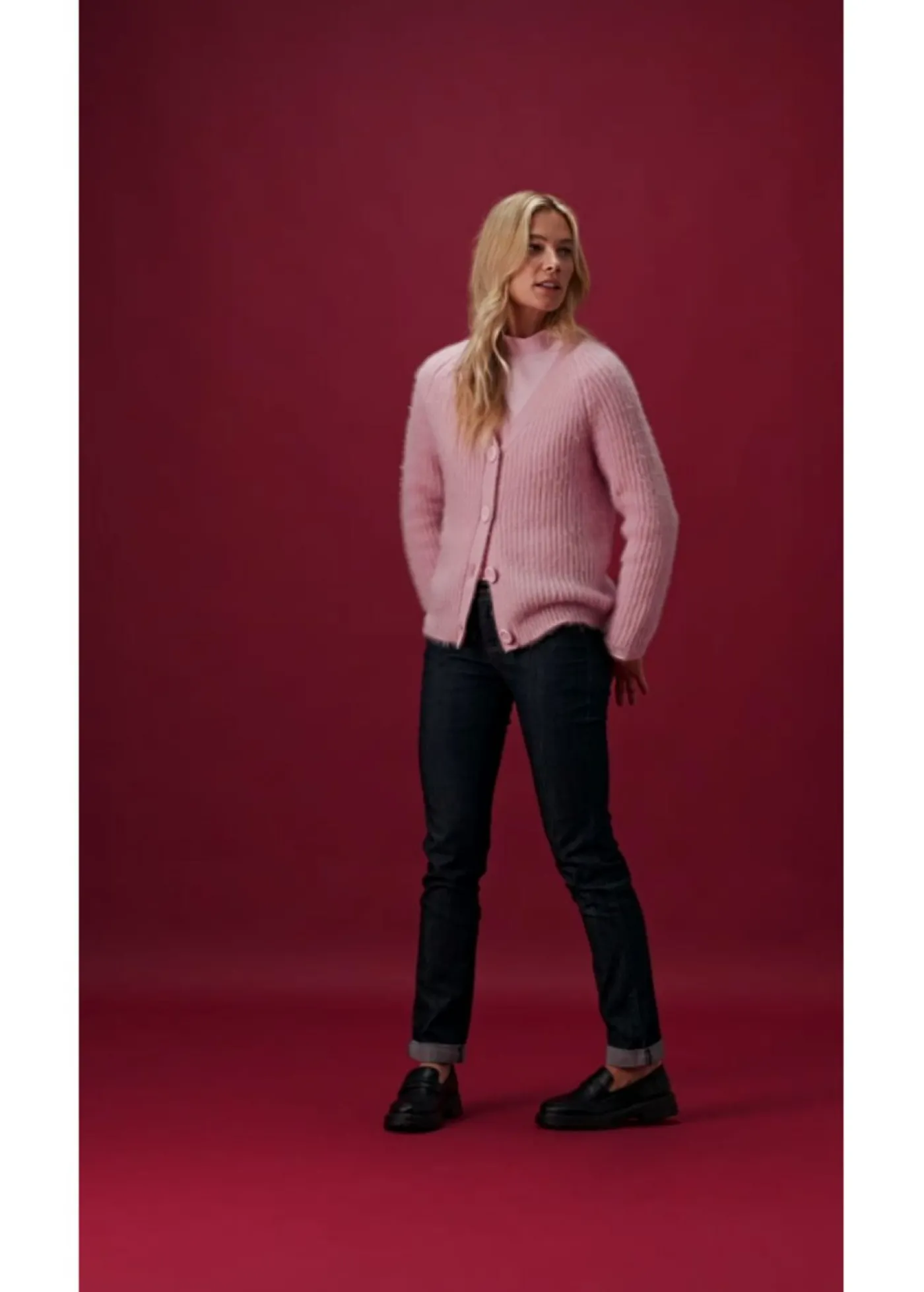 bonprix bonprix Jersey de punto grueso de canalé con efecto brillante rosa cristal Best