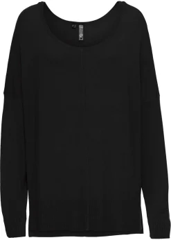bonprix bonprix Jersey de punto oversize en mezcla de viscosa Negro Sale