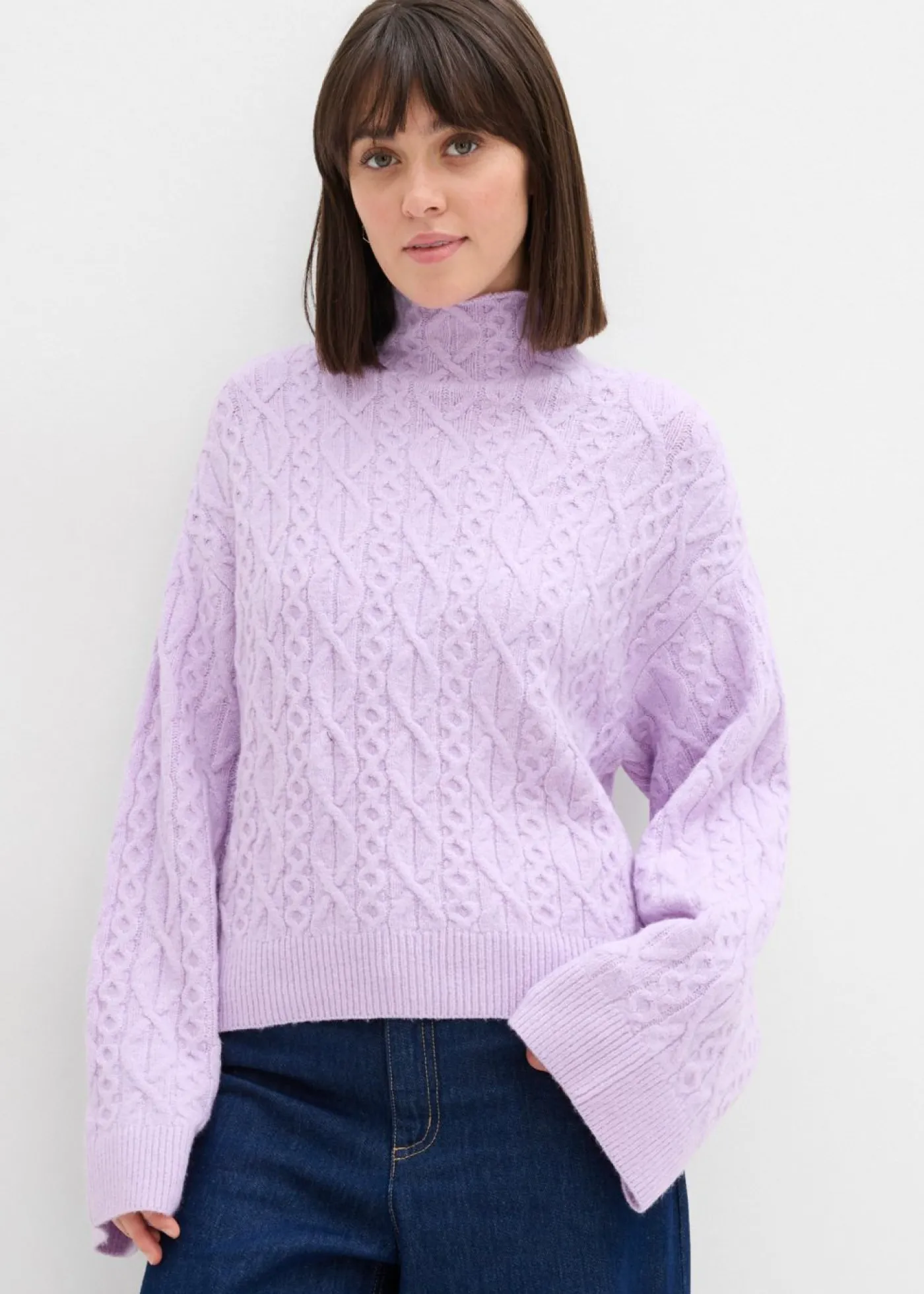 bonprix bonprix Jersey de punto trenzado lila pastel moteado New