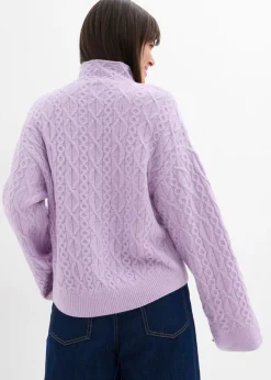 bonprix bonprix Jersey de punto trenzado lila pastel moteado New